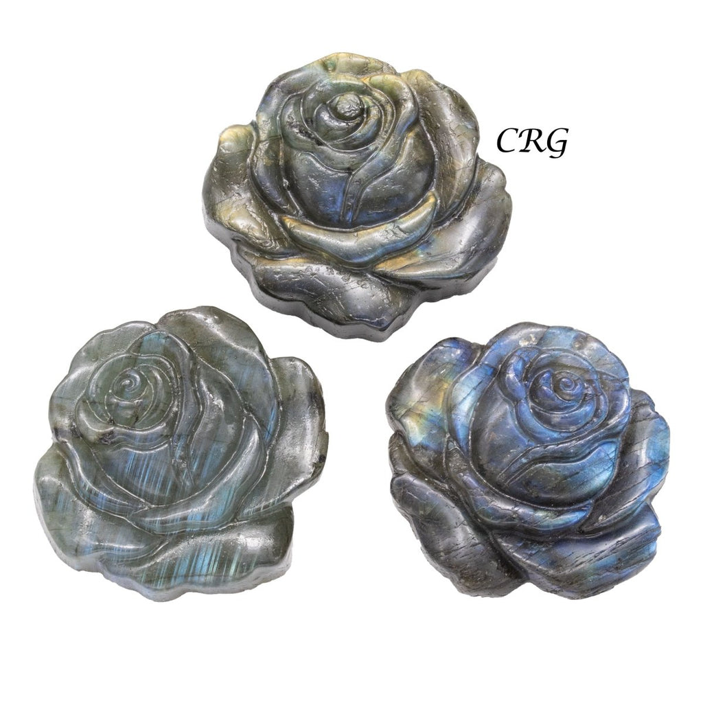 Qty 1 - Rose Labradorite Super Flash Carving
