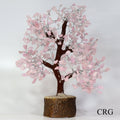 QTY 1 - Rose Quartz 500 Gemstone Chip Tree on Wood Base with Silver Wire / 12-13" AVG