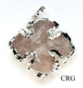 QTY 1 - Rose Quartz Cross Pendant / Silver