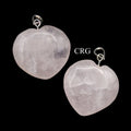 QTY 1 - Rose Quartz Heart Pendant with Silver Plated Bail / 1-1.5" AVG