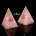 QTY 1 - Rose Quartz Orgonite Pyramid with Copper / 5" AVG