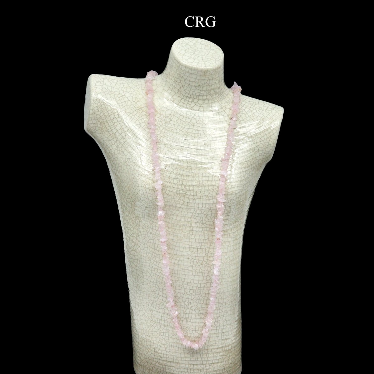 QTY 1 - Rose Quartz Strand Chip Necklace / 32" AVG