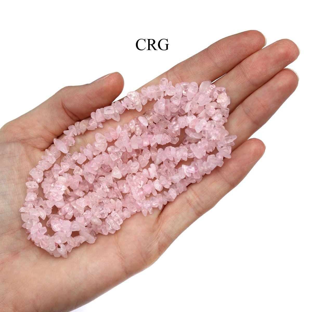 QTY 1 - Rose Quartz Strand Chip Necklace / 32" AVG
