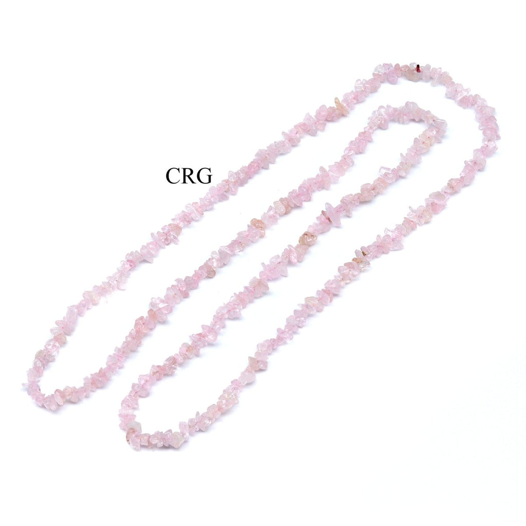 QTY 1 - Rose Quartz Strand Chip Necklace / 32" AVG