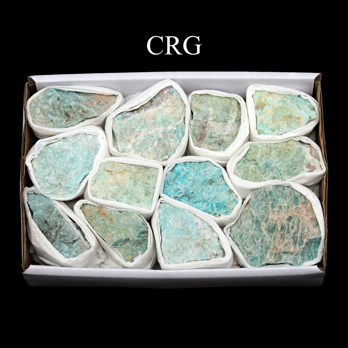 Amazonite Rough Boxed Flat (12 Piece Flat) (1 To 2 Inches) Bulk Wholesale Crystals Minerals Gemstones