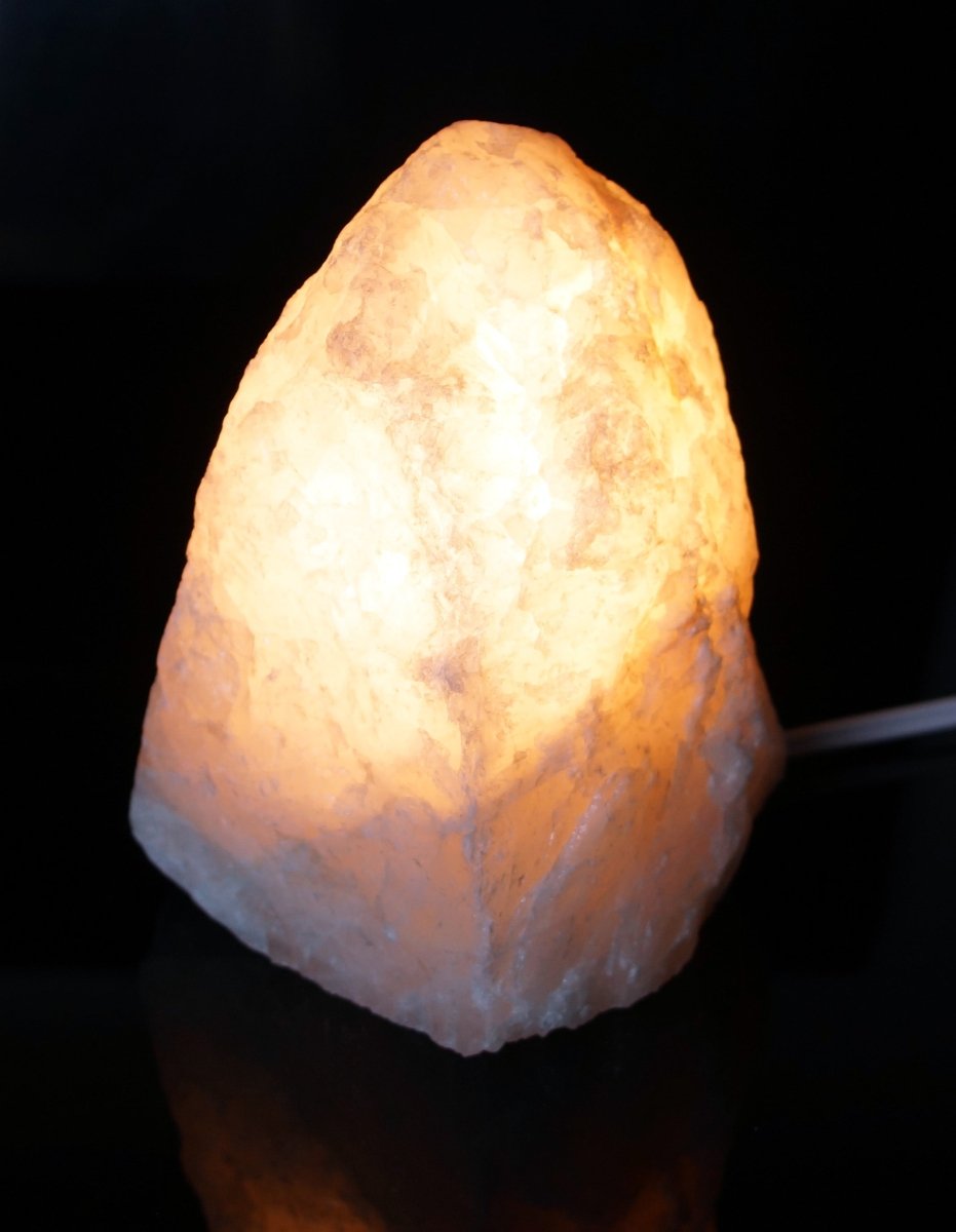 QTY 1 - Rough Crystal Quartz Lamp / CORD AND BULB INCLUDED / 5" AVG
