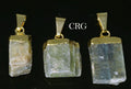 QTY 1 - Rough Green Kyanite Pendant / Gold Plated