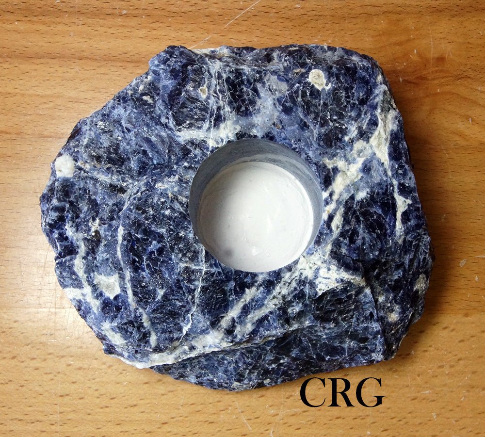 Rough Sodalite Tea Light Candle Holder (1 Piece)