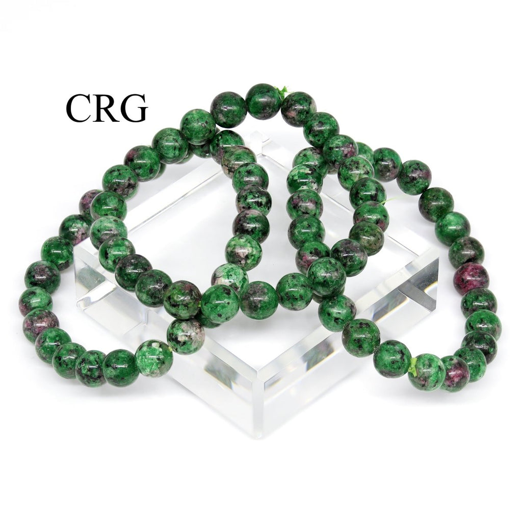 QTY 1 - Ruby Zoisite Tumbled Bead Stretch Bracelet / 8-12mm AVG