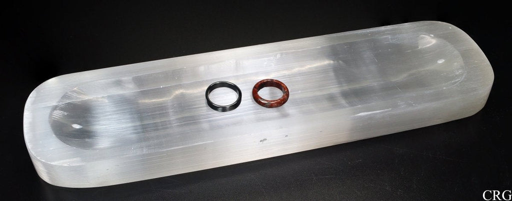 QTY 1 - SCRATCH & DENT Selenite Double Incense "Boat" / 12.5" AVG