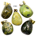 QTY 1 - Serpentine Tumbled Pendant w/ Gold Plated Bail