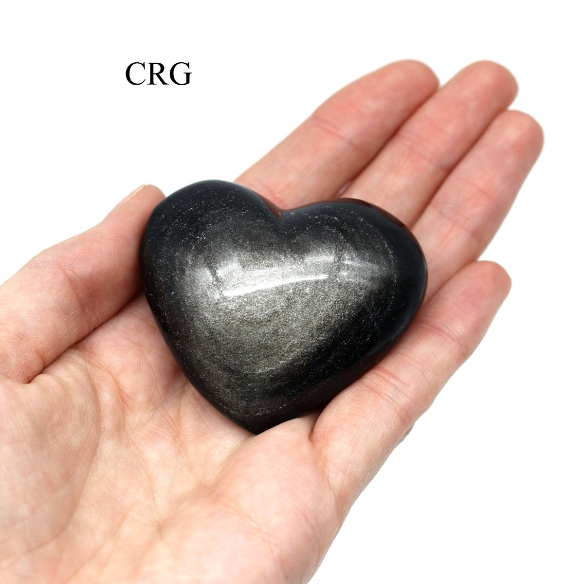 QTY 1 - Silver Sheen Obsidian Heart / 3"