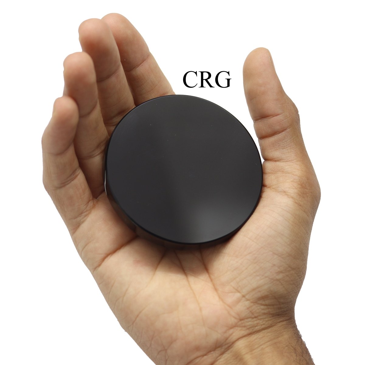 QTY 1 - Small Black Obsidian Round Mirror / 2.5"