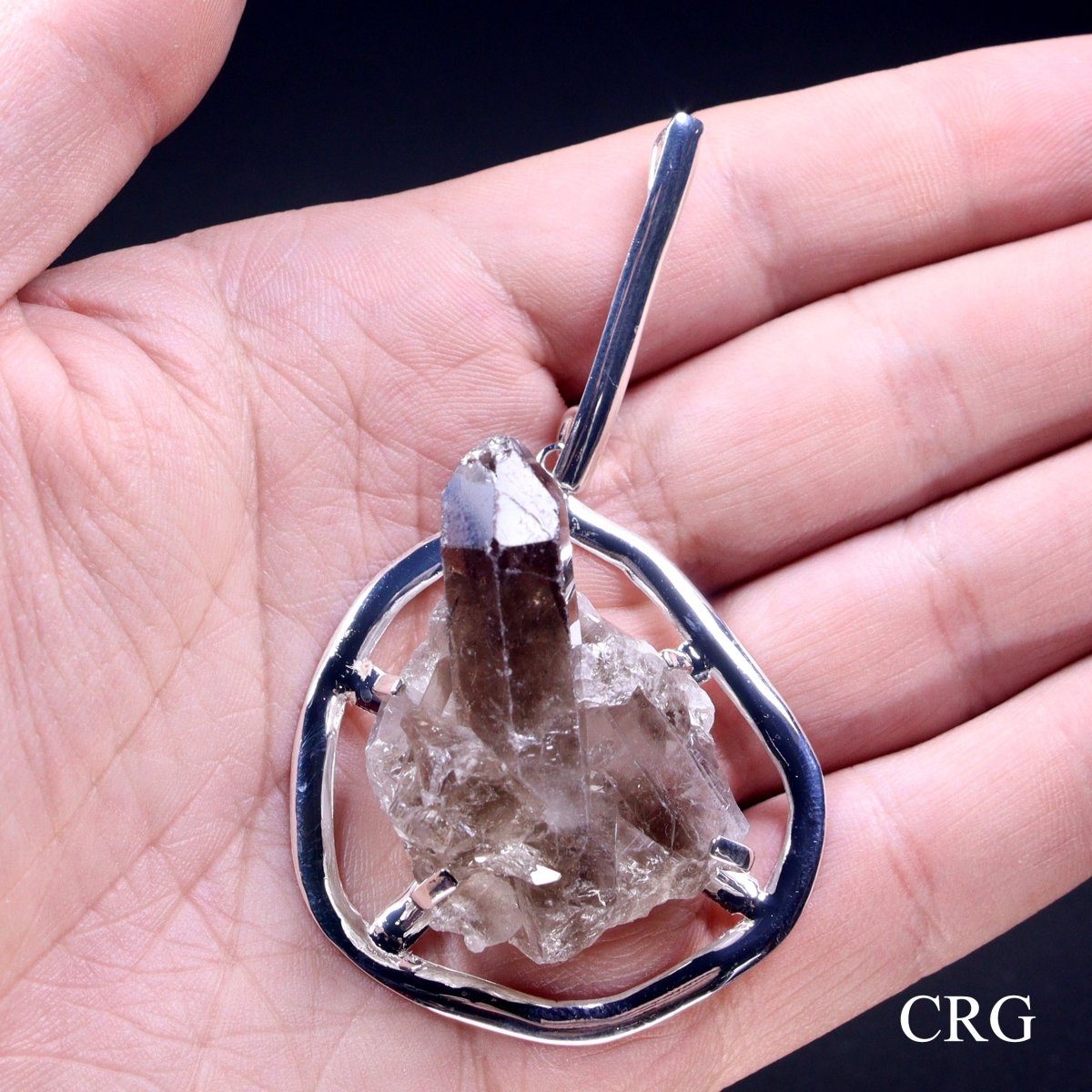 Smoky Quartz Cluster Pendant with Silver Plating (1 Inch) (1 Piece)