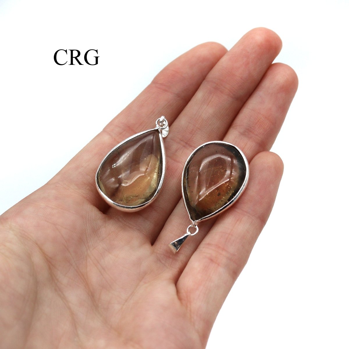 QTY 1 - Smoky Quartz Drop Pendant w/ Silver Bail / 1"-2" AVG