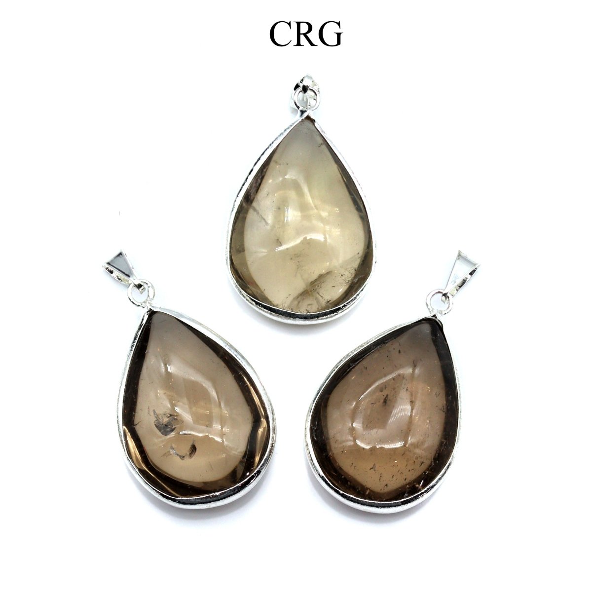 QTY 1 - Smoky Quartz Drop Pendant w/ Silver Bail / 1"-2" AVG