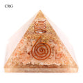 QTY 1 - Sunstone Chip Orgonite Pyramid with Copper / 3" AVG