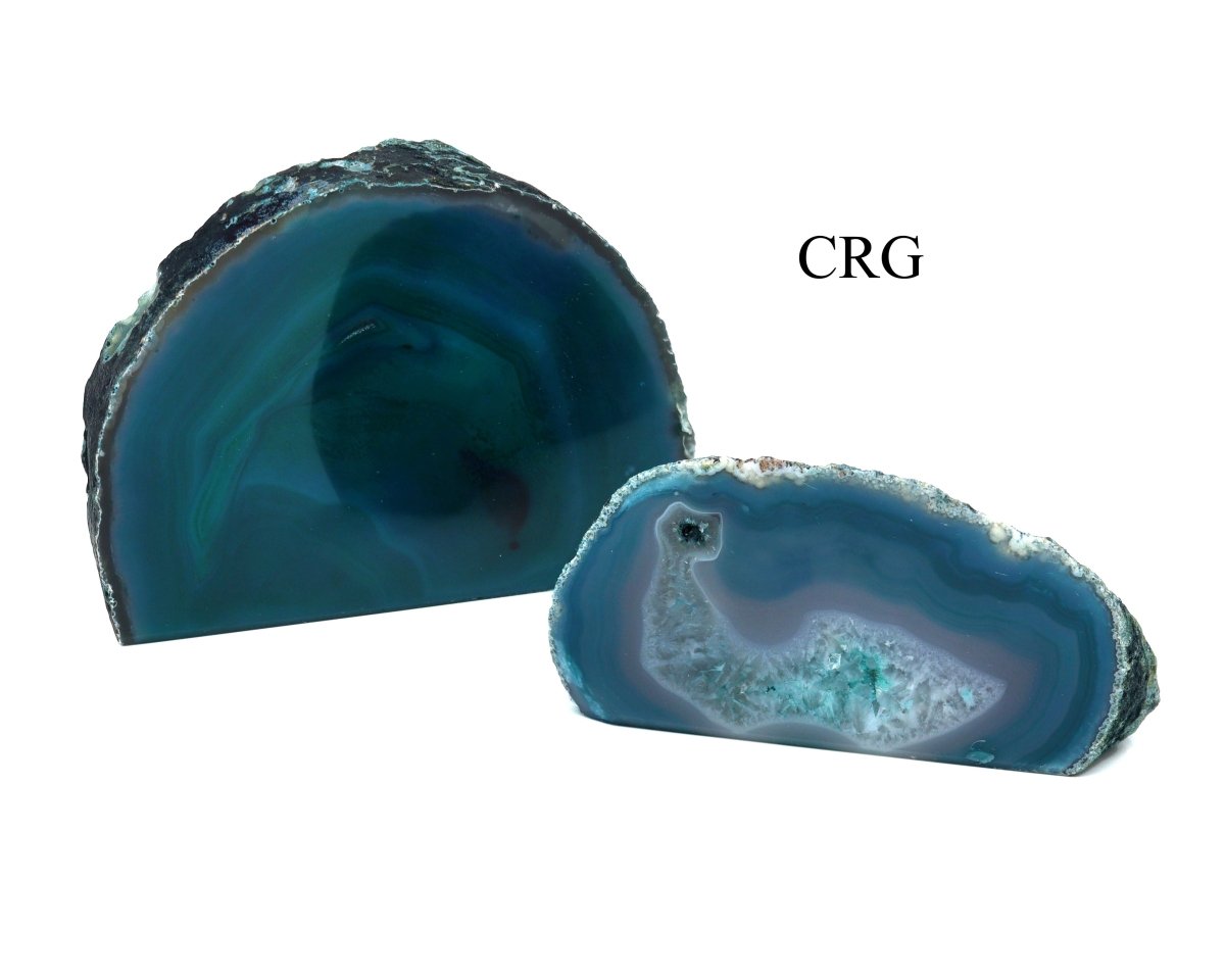 QTY 1 - Teal Agate Geode End w/ Cut Base / 3" - 4" Avg