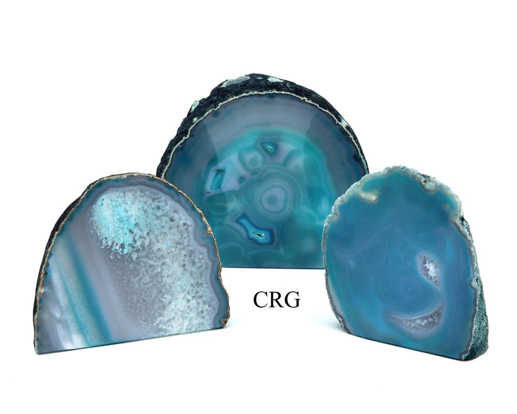 QTY 1 - Teal Agate Geode End w/ Cut Base / 3" - 4" Avg