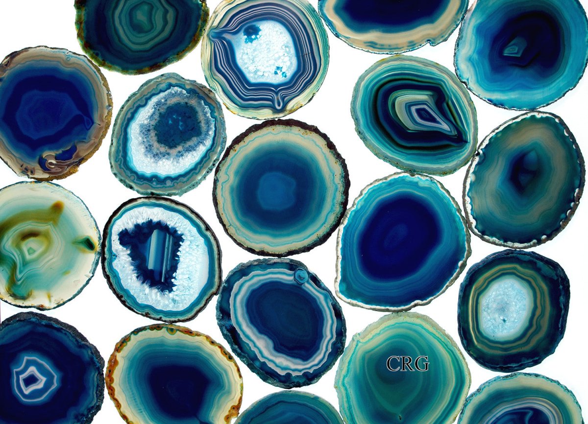 Teal Agate Slice Size #6 (5.5 To 6 Inches) (1 Piece)