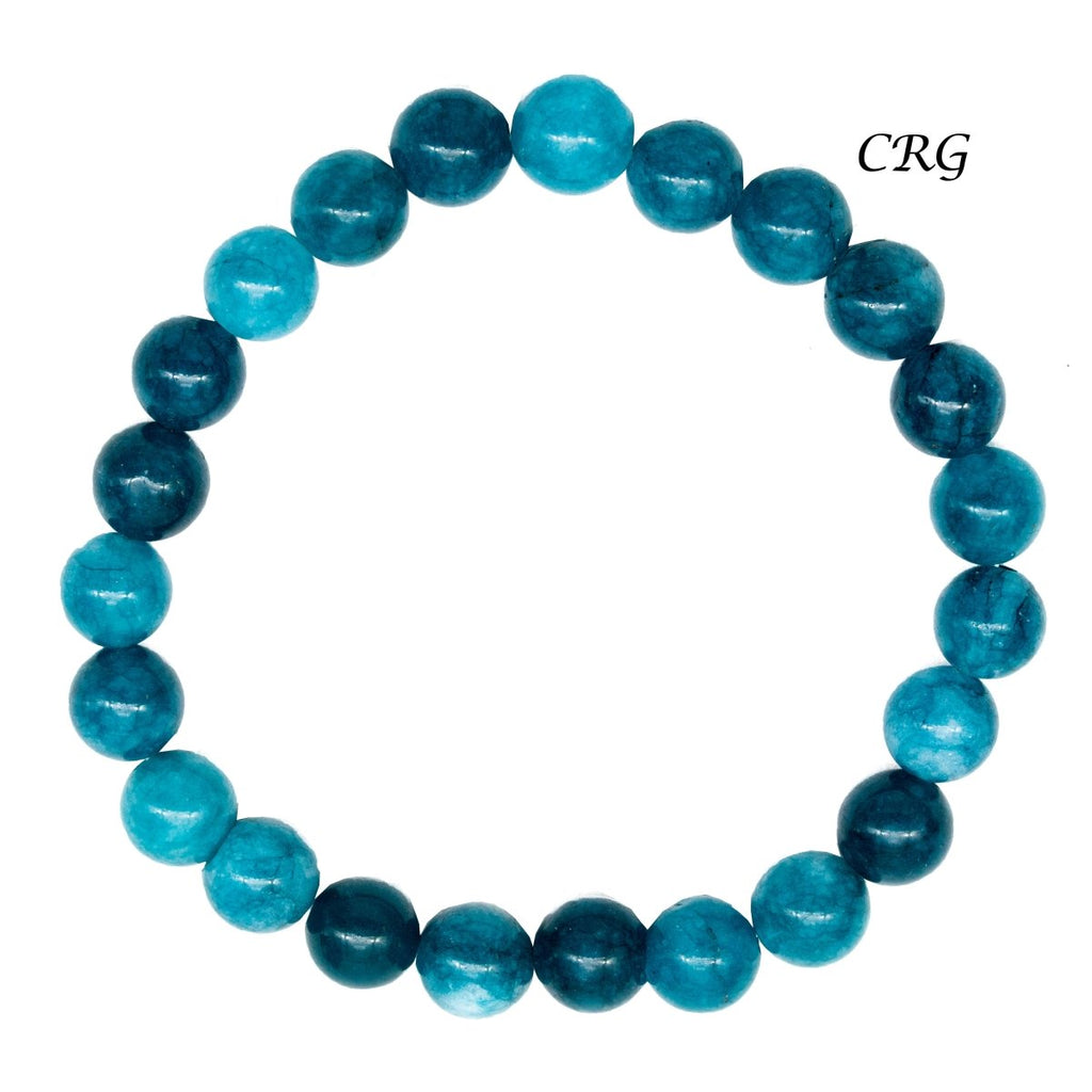 QTY 1 - Teal Agate Tumbled Bead Stretch Bracelet / 8mm AVG