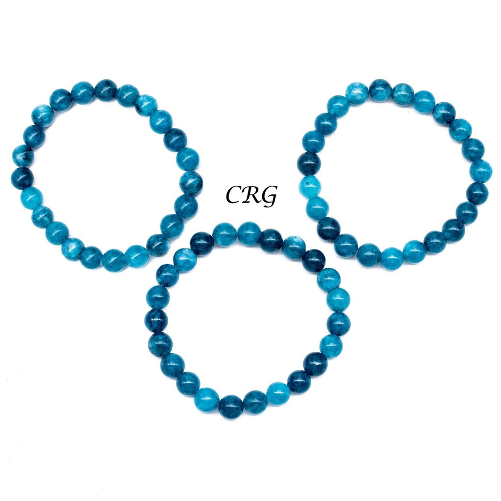 QTY 1 - Teal Agate Tumbled Bead Stretch Bracelet / 8mm AVG