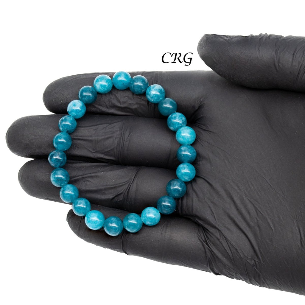 QTY 1 - Teal Agate Tumbled Bead Stretch Bracelet / 8mm AVG