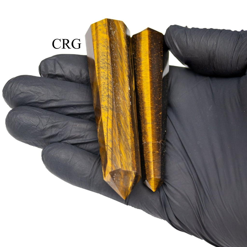 QTY 1 - Tiger's Eye Double Pointed Wand / 3-5" AVG
