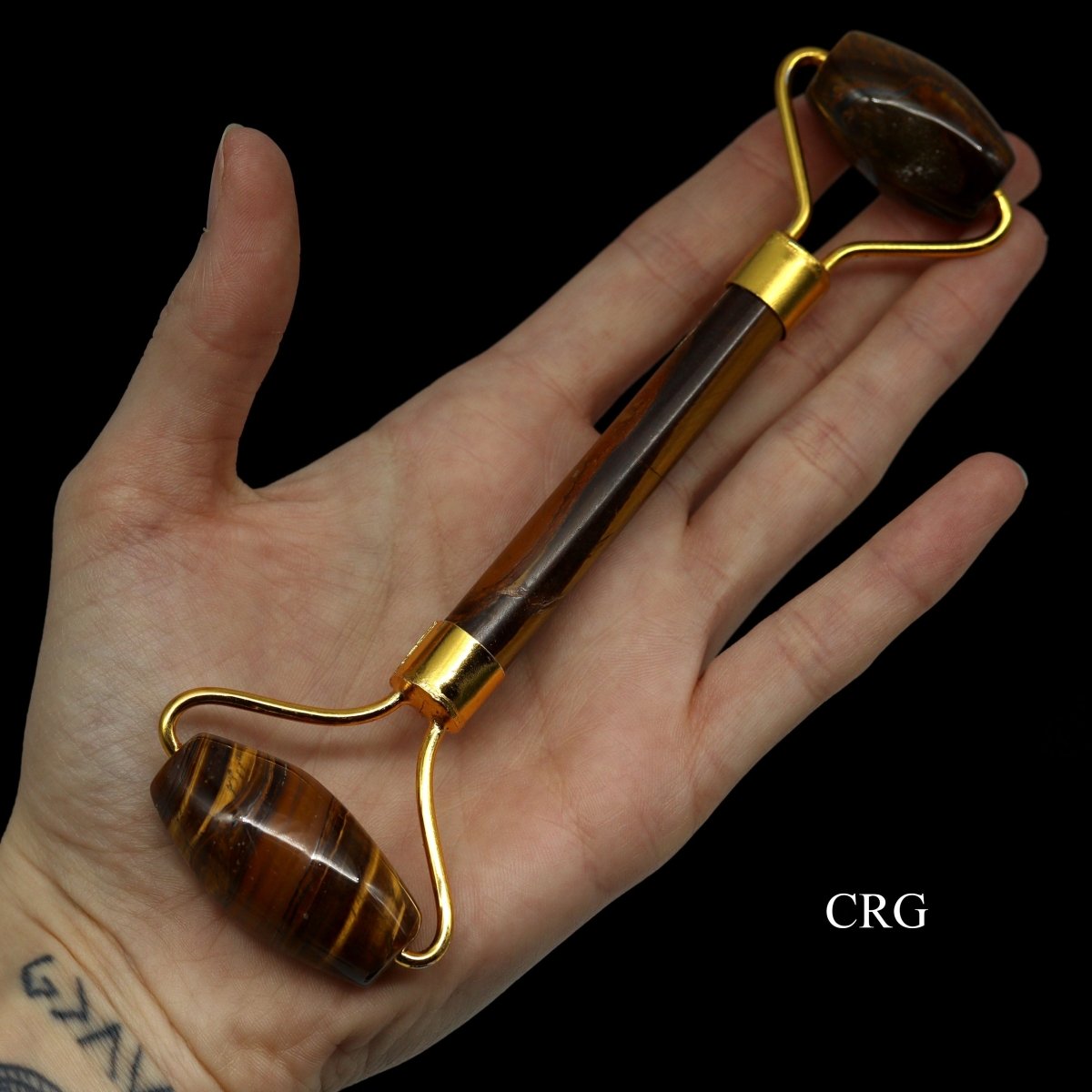 QTY 1 - Tiger's Eye Gemstone Facial Massage Roller / 5.5" AVG