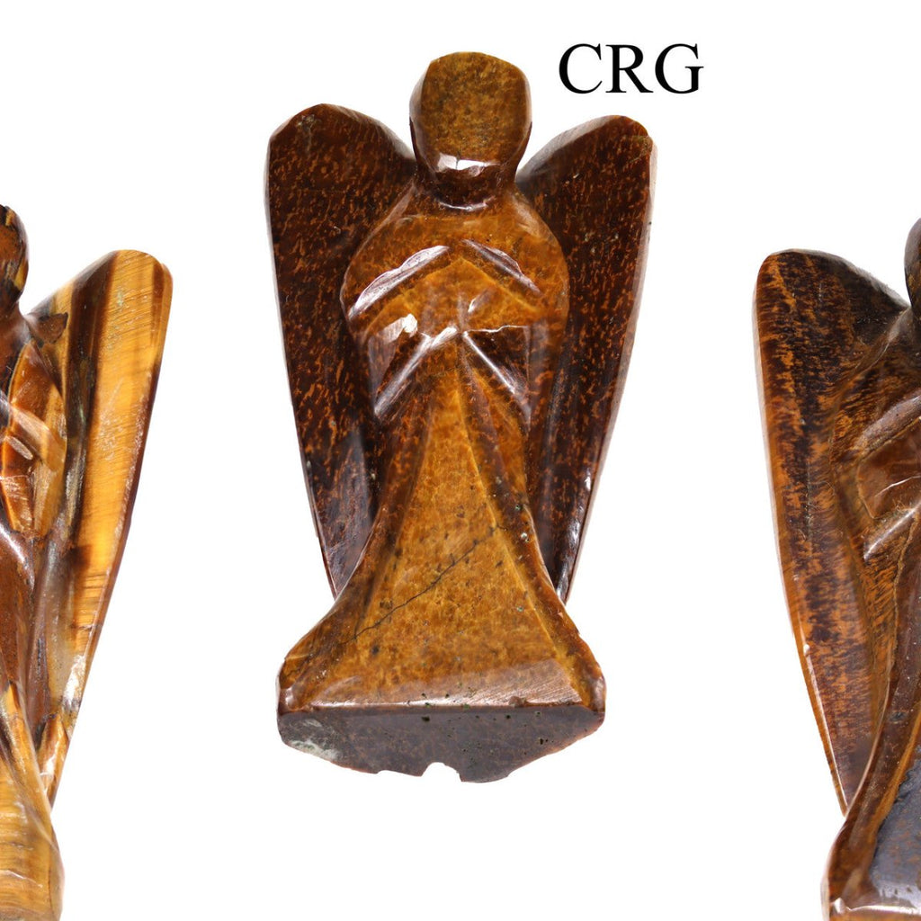 QTY 1 - Tiger's Eye Gemstone Pocket Angel / 2" AVG