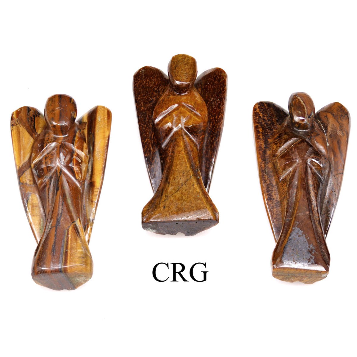 QTY 1 - Tiger's Eye Gemstone Pocket Angel / 2" AVG