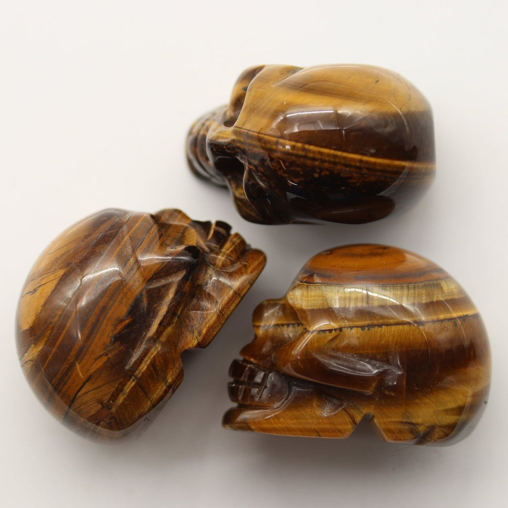 QTY 1 - Tiger's Eye Gemstone Skull / 1.5" AVG