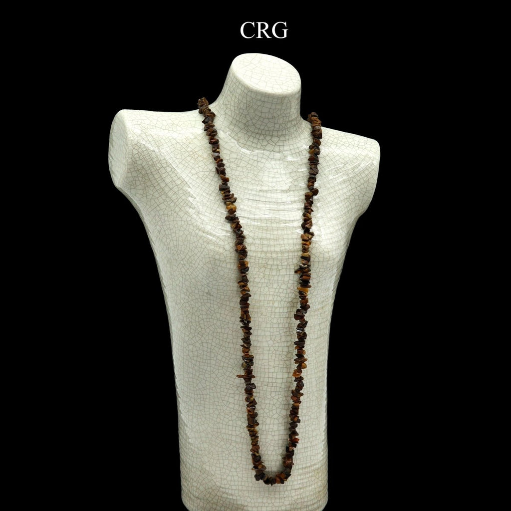 QTY 1 - Tiger's Eye Strand Chip Necklace / 32" AVG