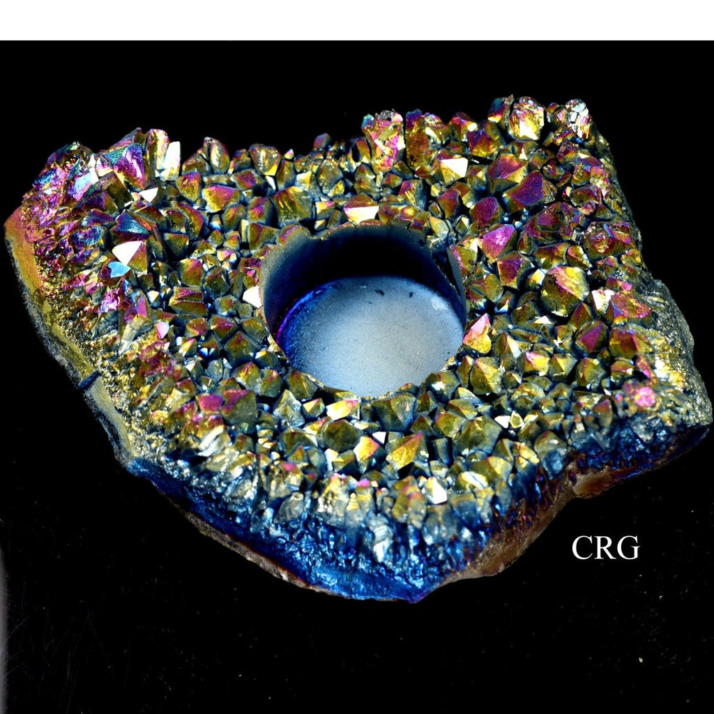 QTY 1 - Titanium Aura Amethyst Candle Holder