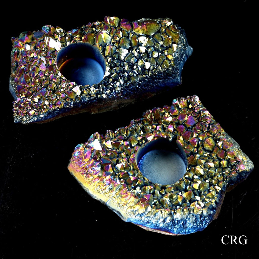 QTY 1 - Titanium Aura Amethyst Candle Holder