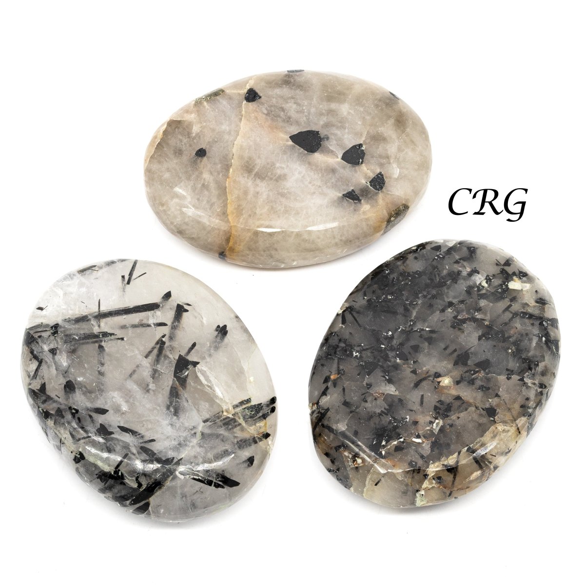 QTY 1 - Tourmalated Quartz Palm Stone / 2" Avg