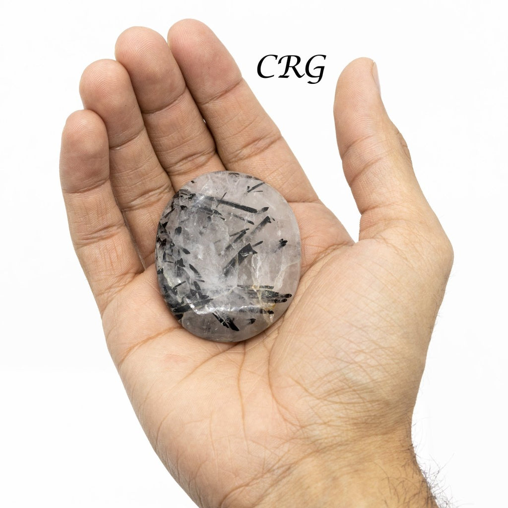 QTY 1 - Tourmalated Quartz Palm Stone / 2" Avg