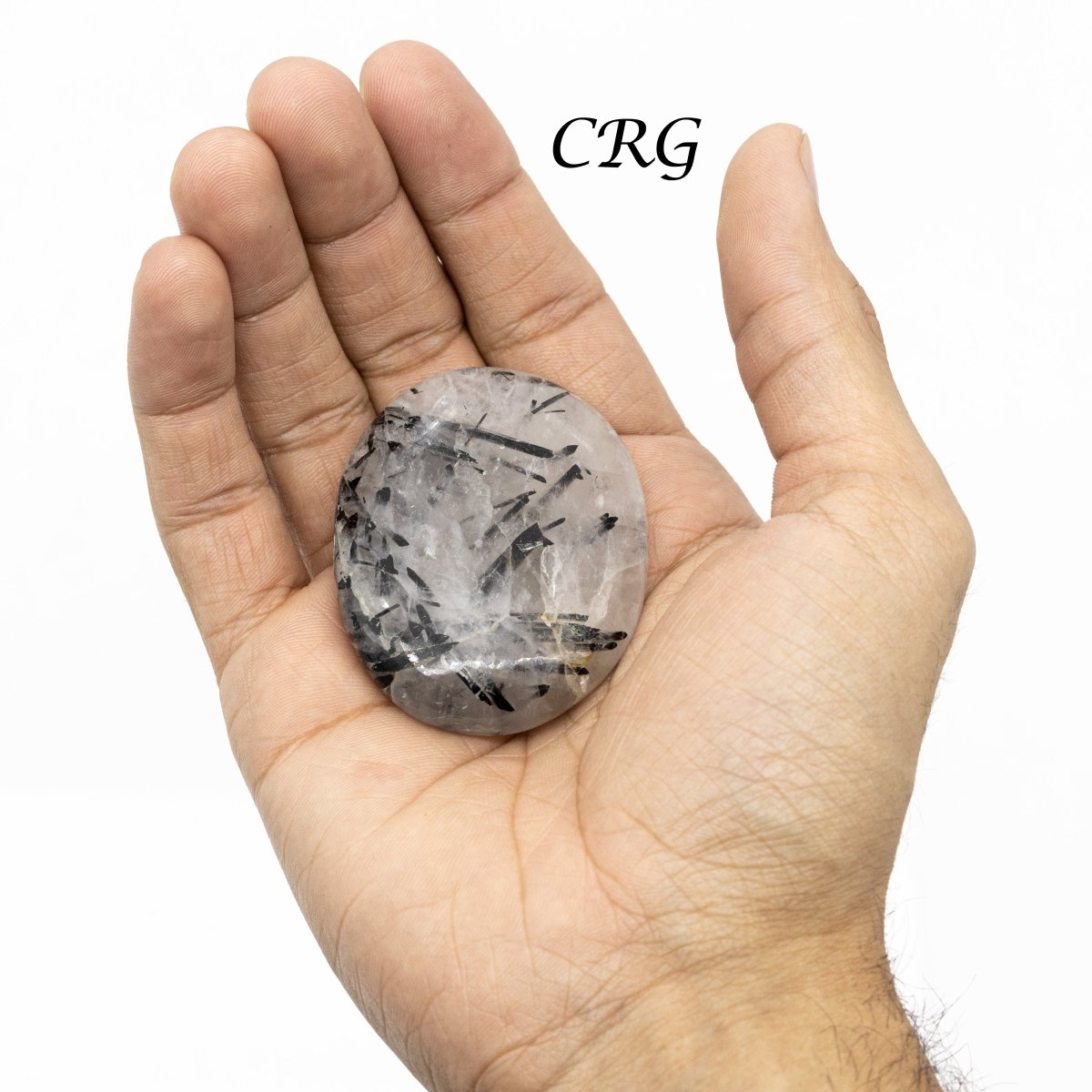 QTY 1 - Tourmalated Quartz Palm Stone / 2" Avg