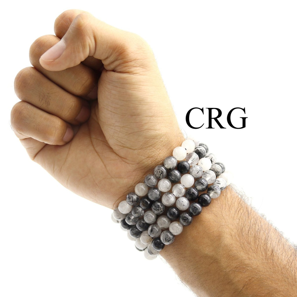 QTY 1 - Tourmalated Quartz Stretch Bracelet / 8mm AVG