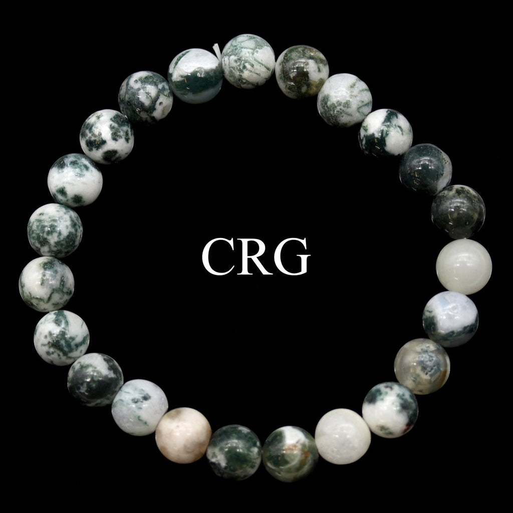 QTY 1 - Tree Agate Stretch Bracelet / 8 mm Round Beads