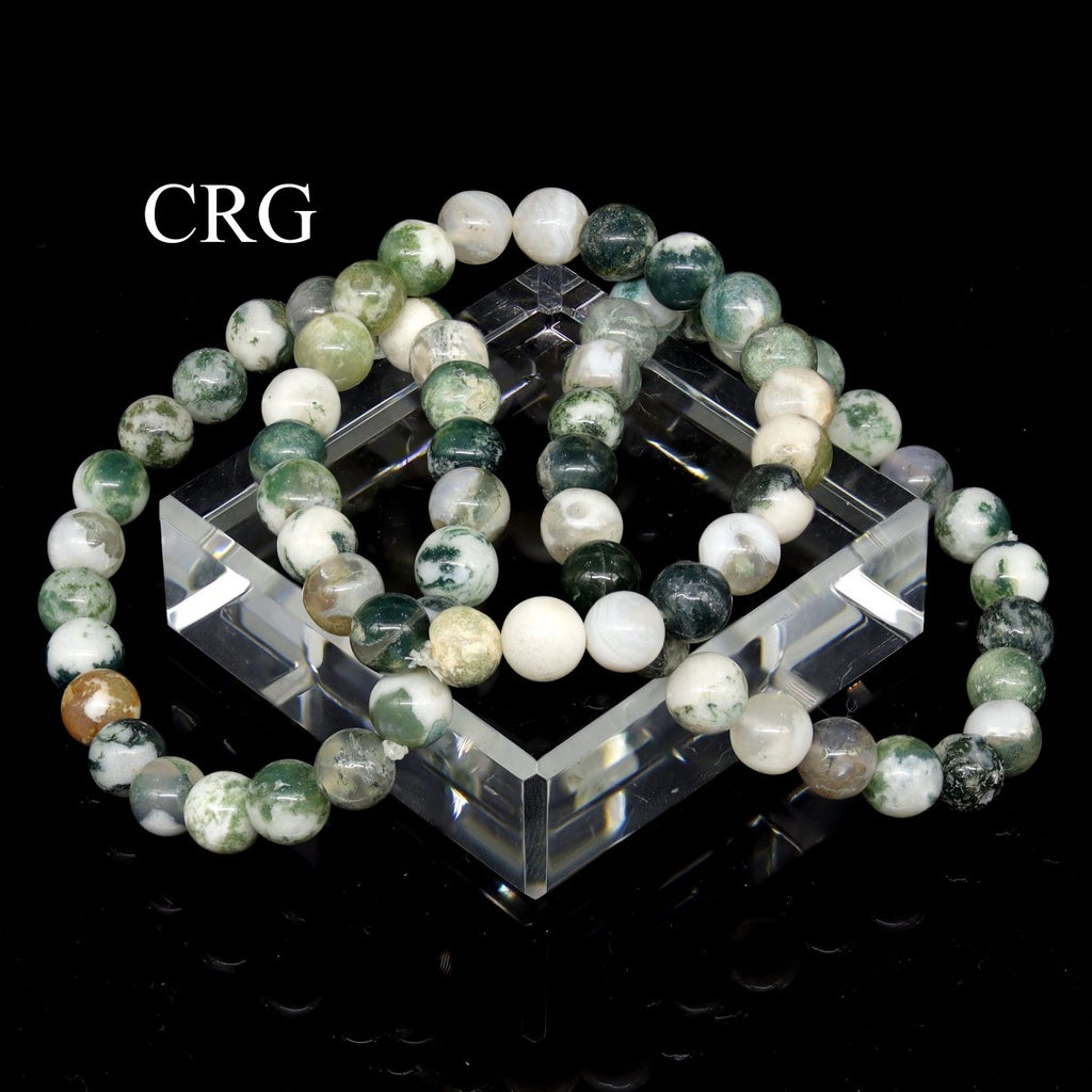 QTY 1 - Tree Agate Tumbled Bead Stretch Bracelet / 8mm AVG