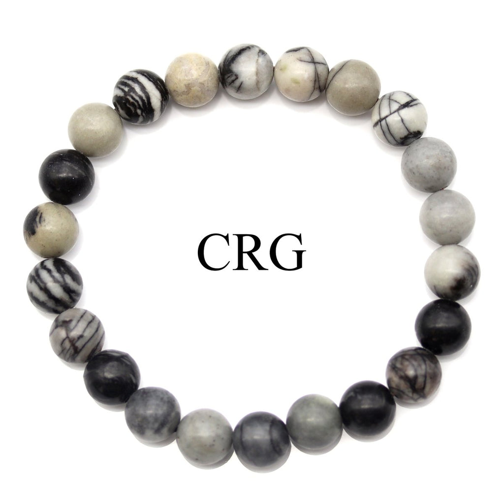QTY 1 - Web Jasper Tumbled Bead Stretch Bracelet / 8mm AVG