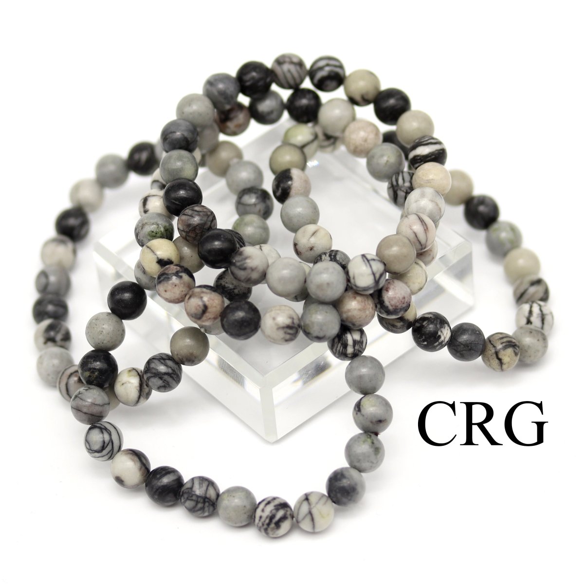 QTY 1 - Web Jasper Tumbled Bead Stretch Bracelet / 8mm AVG