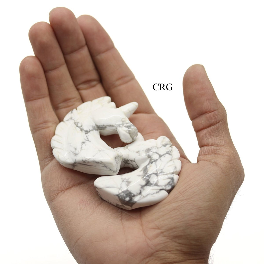 QTY 1 - White Howlite Gemstone Unicorn / 2" AVG