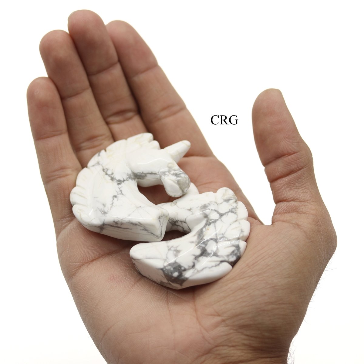 QTY 1 - White Howlite Gemstone Unicorn / 2" AVG