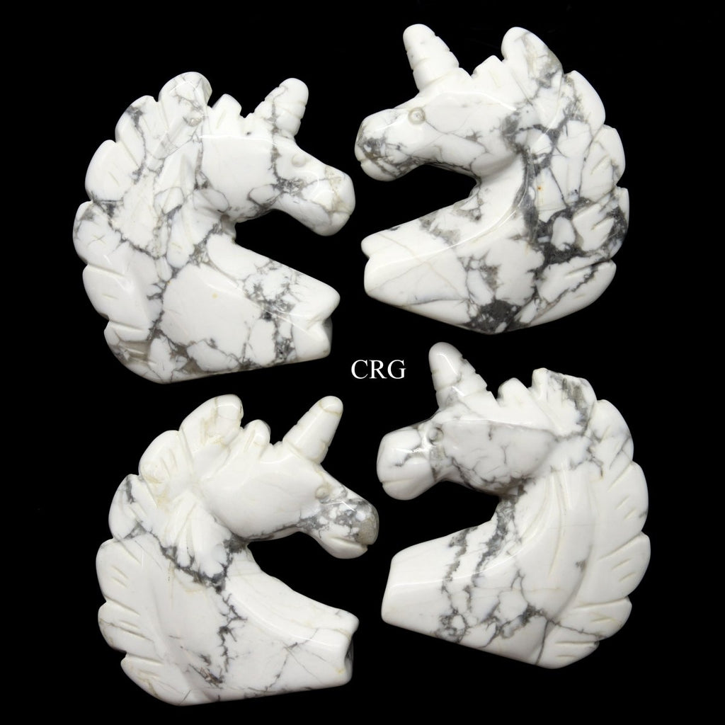 QTY 1 - White Howlite Gemstone Unicorn / 2" AVG