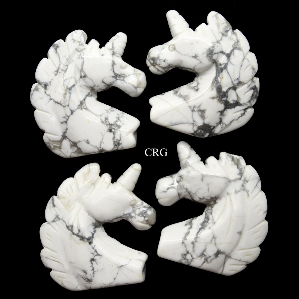 QTY 1 - White Howlite Gemstone Unicorn / 2" AVG