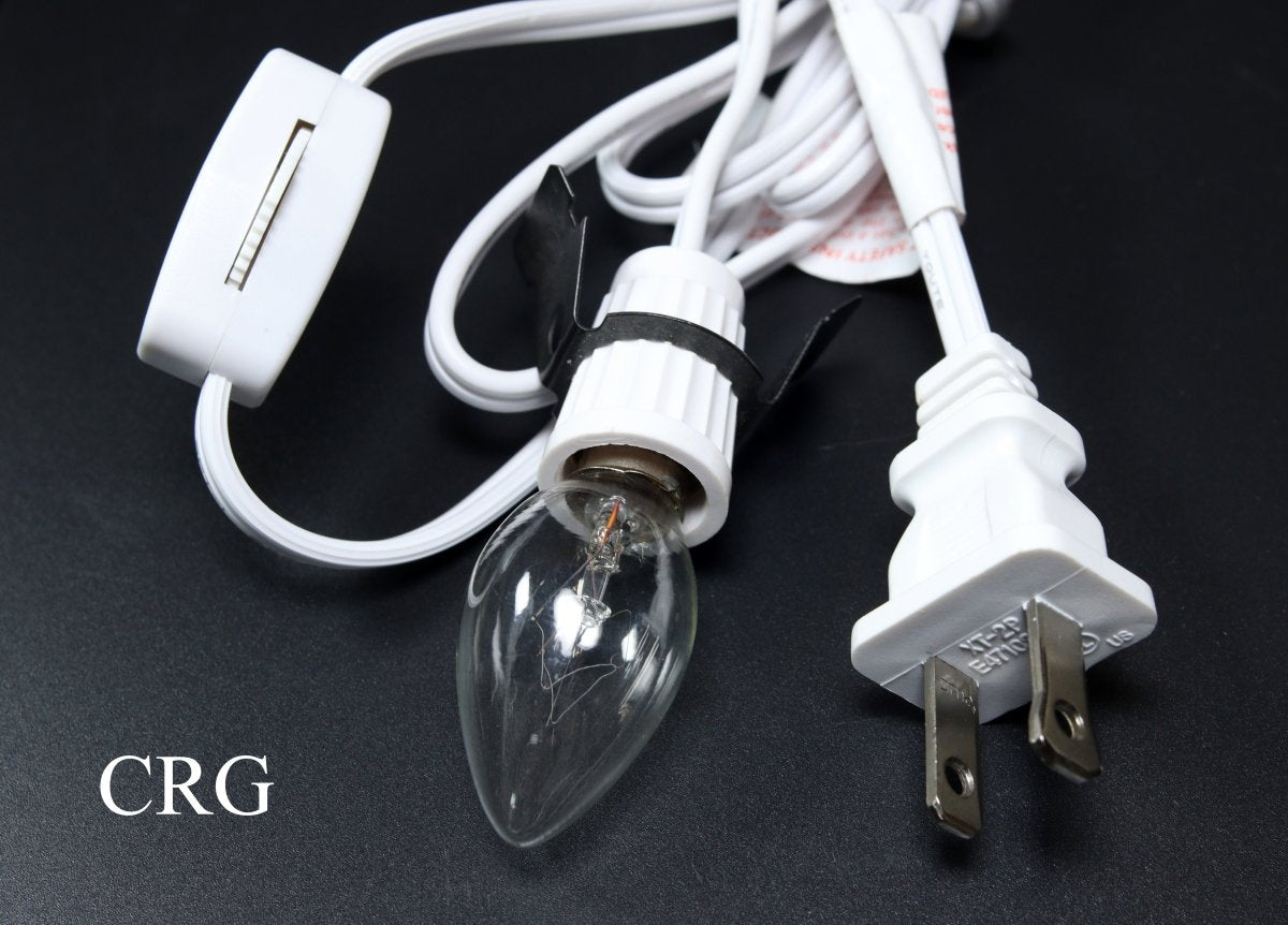 White Lamp Light Cord with 7 Watt Bulb (1 Set) Size 70 Inches Home Decor Electric Cord with Lightbulb