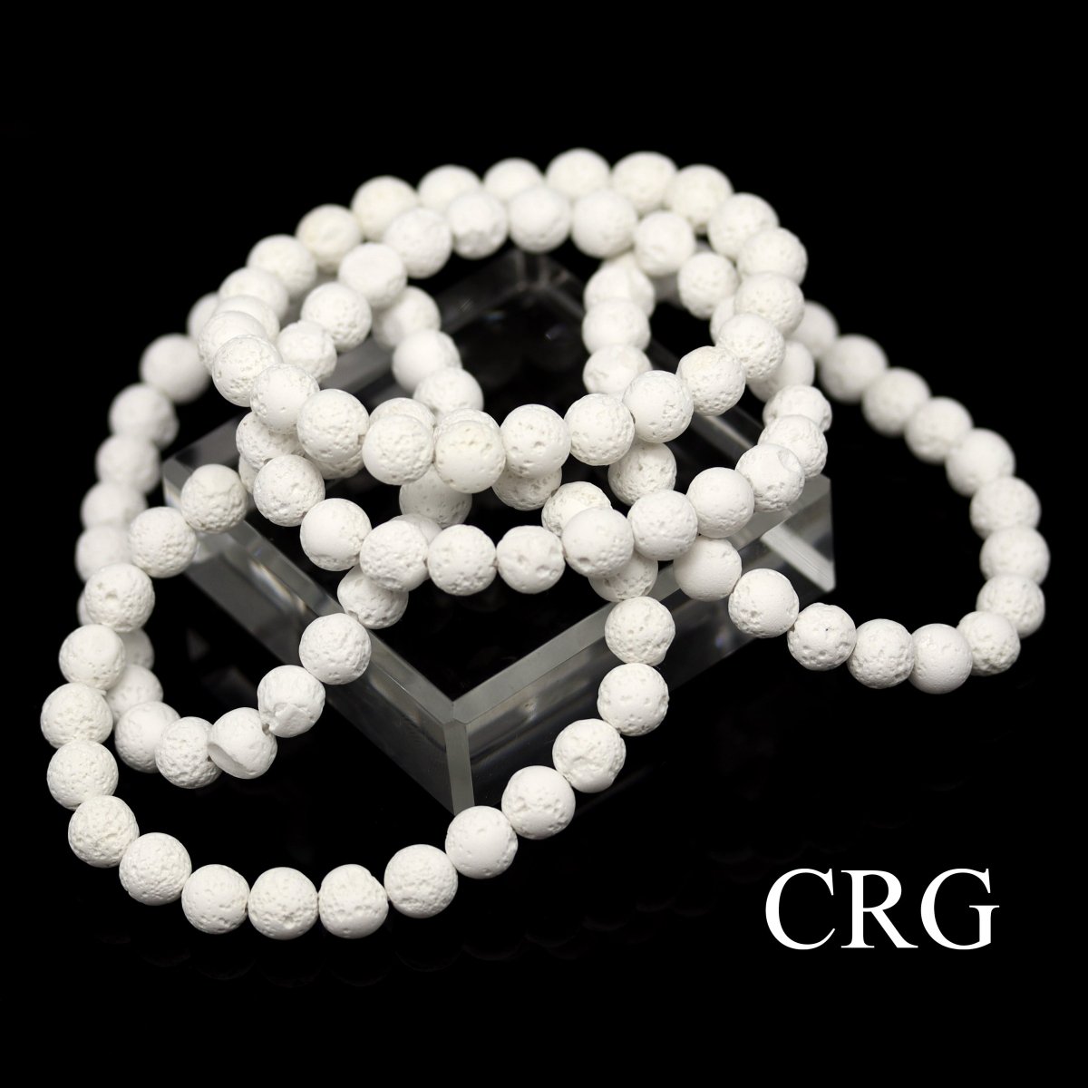 QTY 1 - White Lava Rock Tumbled Bead Stretch Bracelet / 8mm AVG