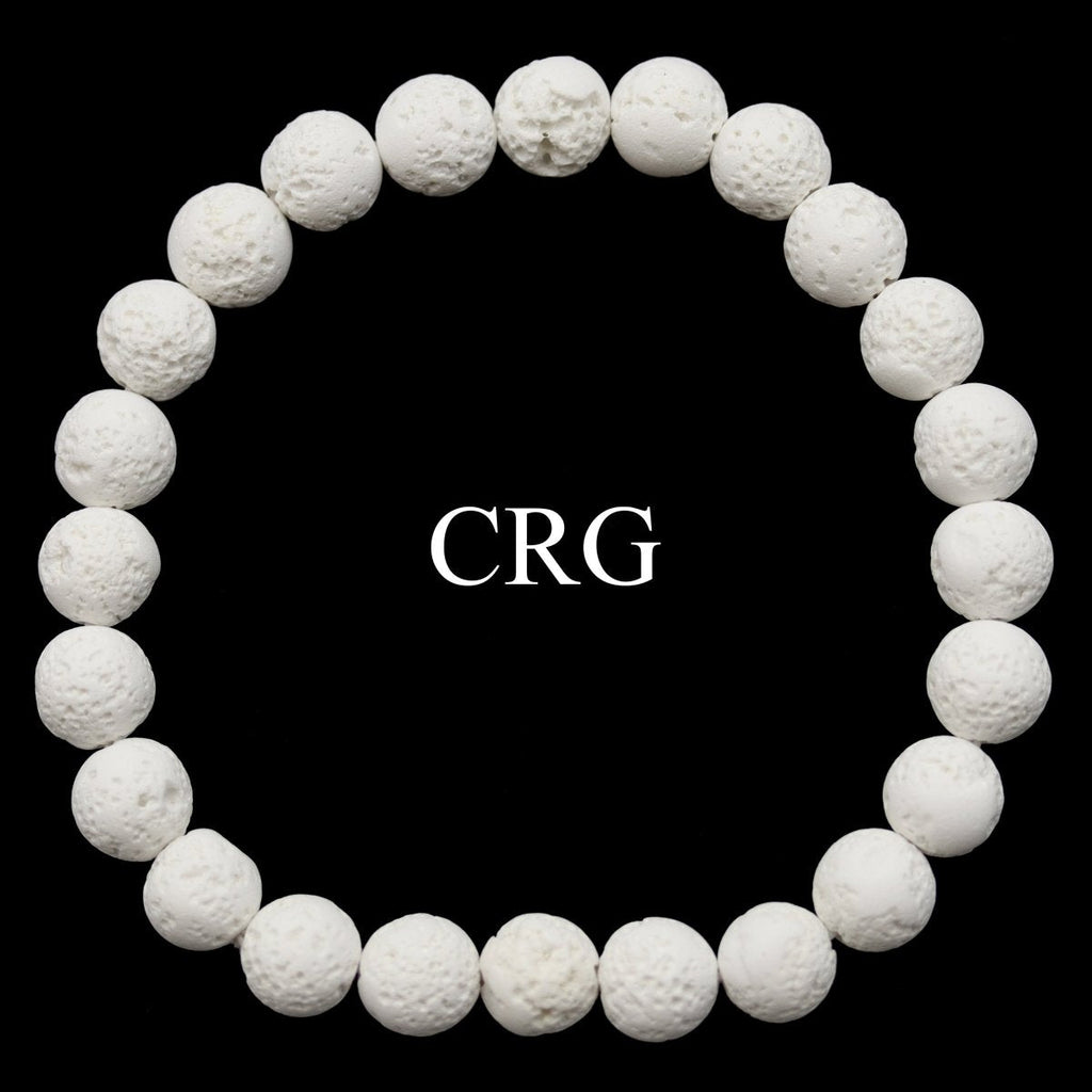 QTY 1 - White Lava Rock Tumbled Bead Stretch Bracelet / 8mm AVG
